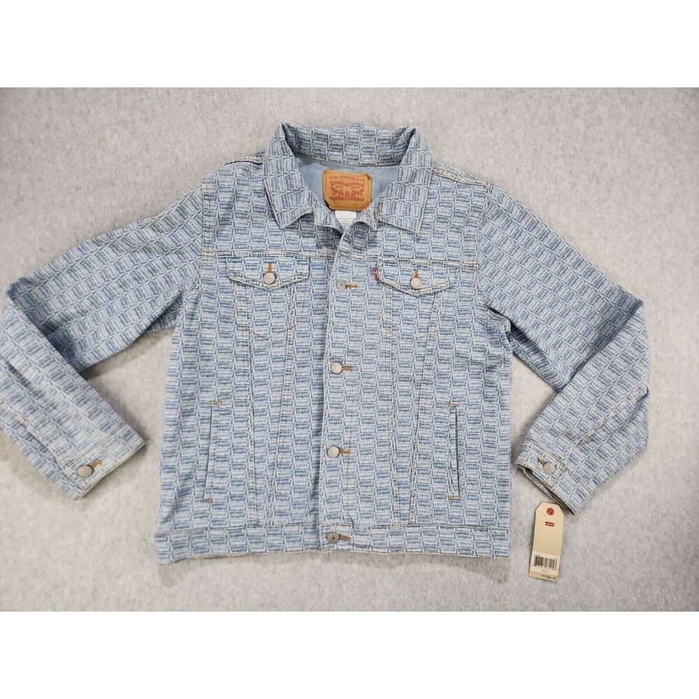 Levi Strauss Youth Blue Denim Logo Button Jacket Girls Sz 12-13 Yrs Womens Small